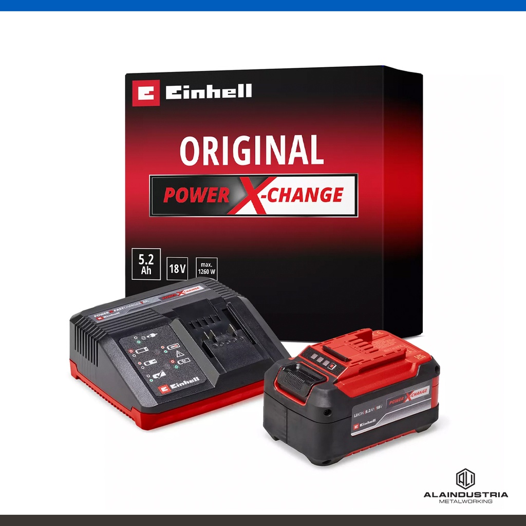 KIT CARGADOR Y BATERÍA 18V 5.2 Ah EINHELL Starter Kit 5.2 Ah - Batería 5.2 Ah y cargador de alta velocidad 18 V - Tiempo de carga 80 min.