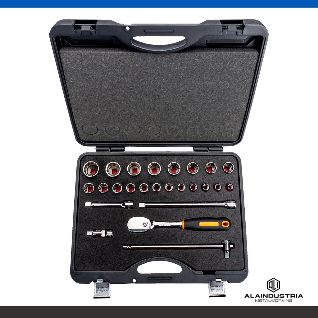 JUEGO DE BOCALLAVES 1/2"  25 pzs. CAJA PLÁSTICA BAHCO
