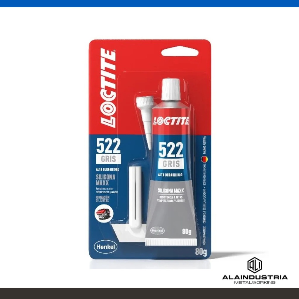 FORMADOR DE JUNTAS SILICONA ÓXÍMICA GRIS 80gr LOCTITE 522 MAXX