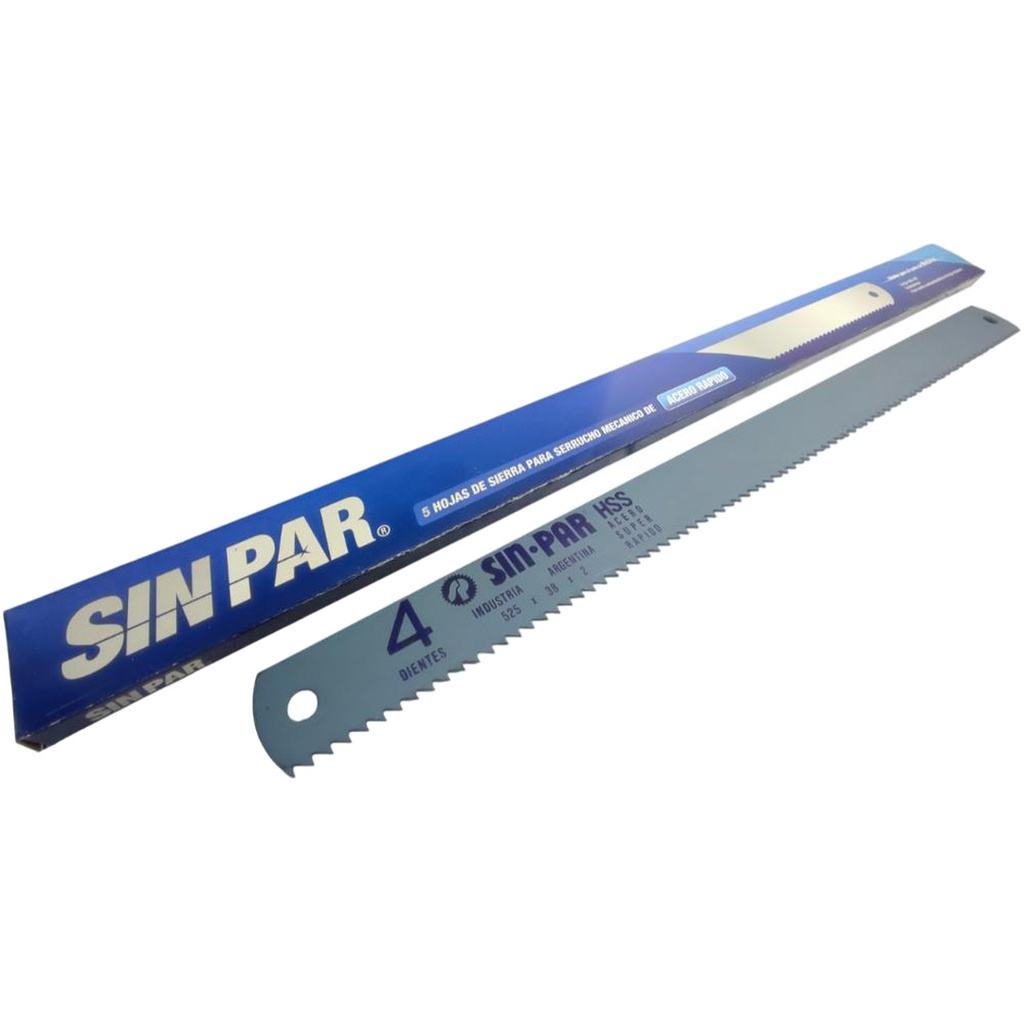 HOJA DE SIERRA ACERO RÁPIDO PARA SERRUCHO MECÁNICO 525mm x38mm x2.00mm x4 DIENTES SIN PAR x 5 un