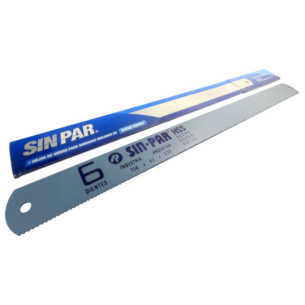 HOJA DE SIERRA ACERO RÁPIDO PARA SERRUCHO MECÁNICO 750mm x63mm x2.50mm x6 DIENTES SIN PAR x 2 un