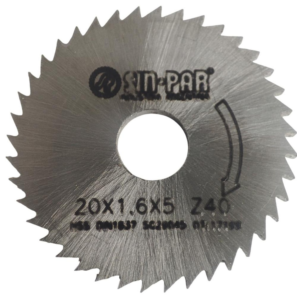 SIERRA CIRCULAR HSS DIN 1837 Ø 20.0mm x 1.60mm X BUJE 5.0mm Z40 SIN PAR