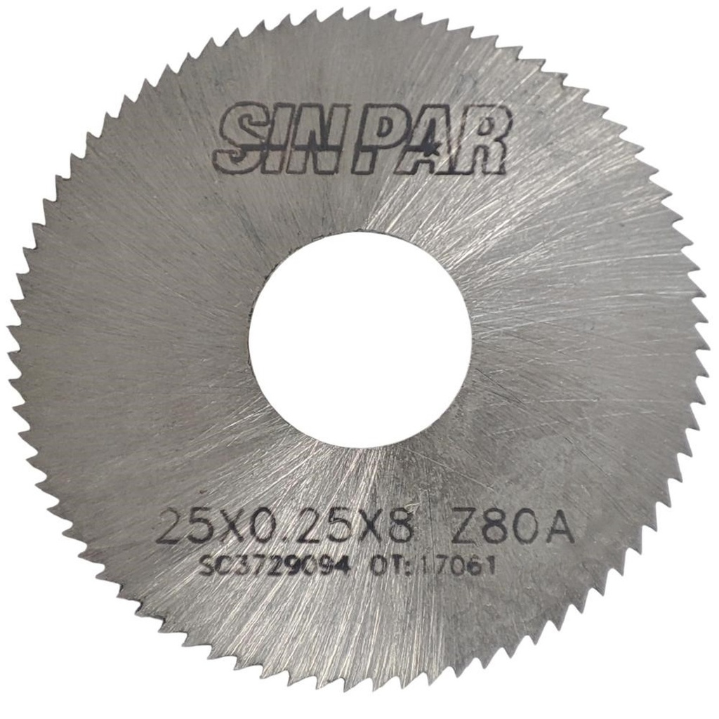 SIERRA CIRCULAR HSS DIN 1837 Ø 25.0mm x 0.25mm X BUJE 8.0mm Z80 SIN PAR