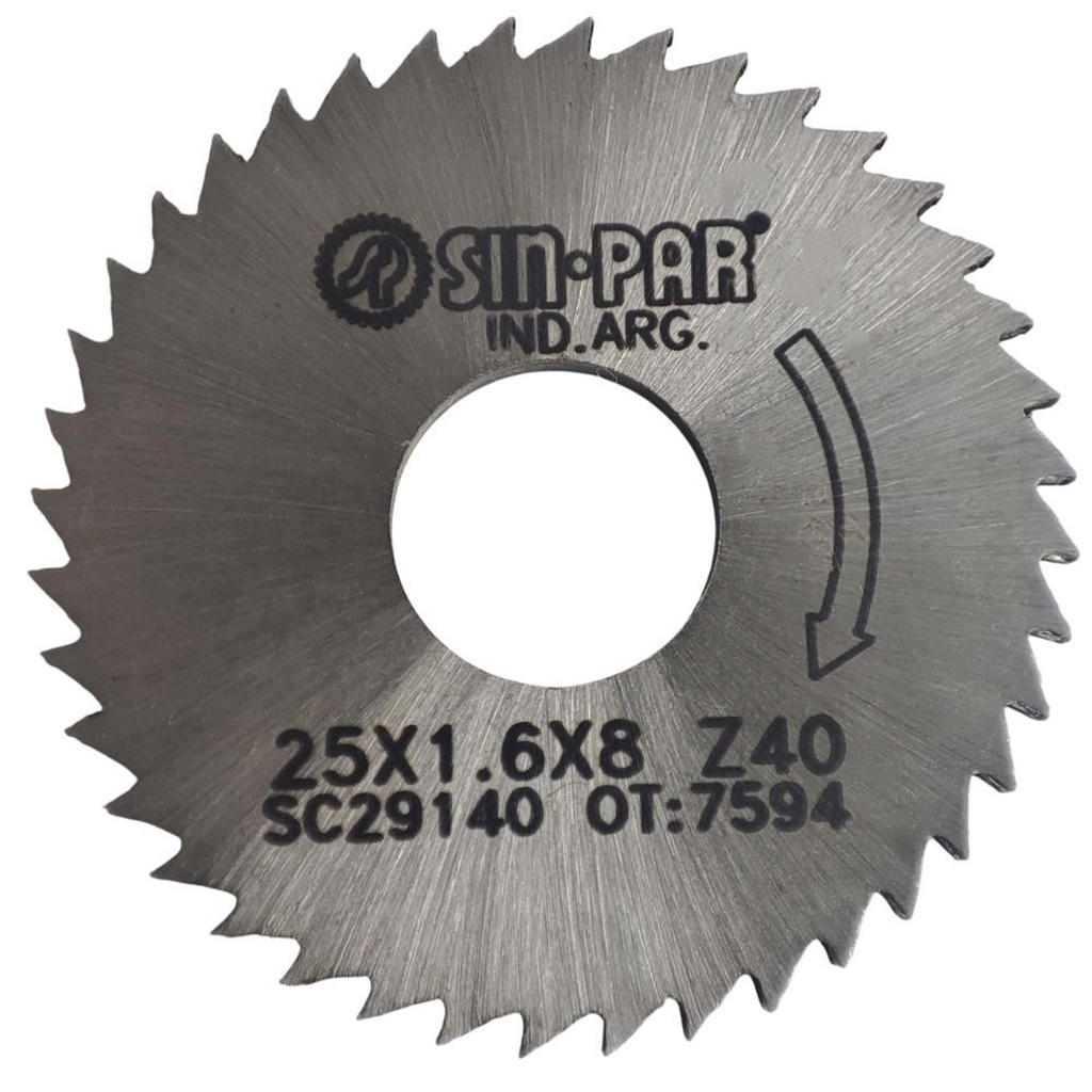 SIERRA CIRCULAR HSS DIN 1837 Ø 25.0mm x 1.60mm X BUJE 8.0mm Z40 SIN PAR