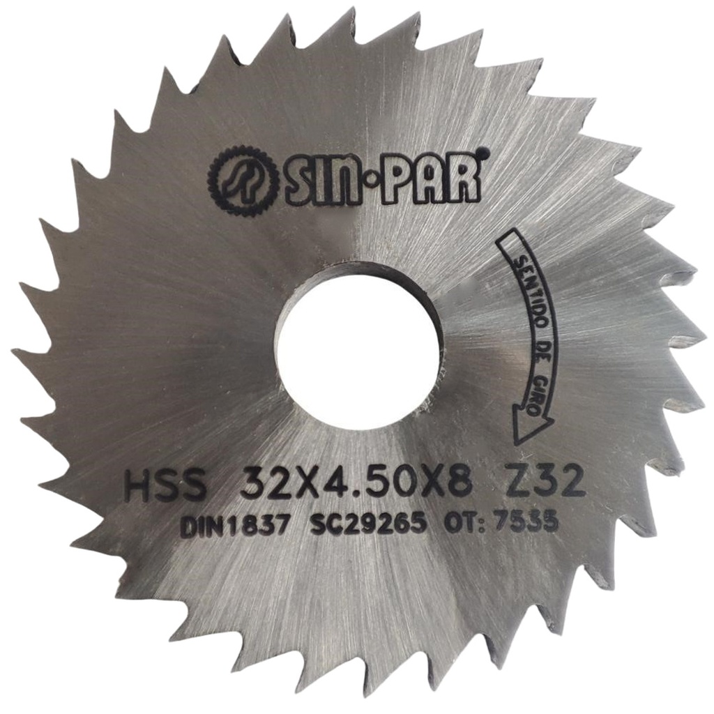 SIERRA CIRCULAR HSS DIN 1837 Ø 32.00mm x 4.50mm X BUJE 8.00mm Z32 SIN PAR