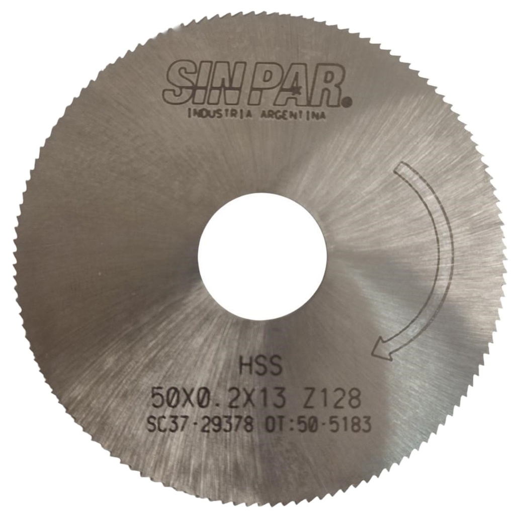 SIERRA CIRCULAR HSS DIN 1837 Ø 50.0mm x 0.20mm X BUJE 13.0mm Z128 SIN PAR