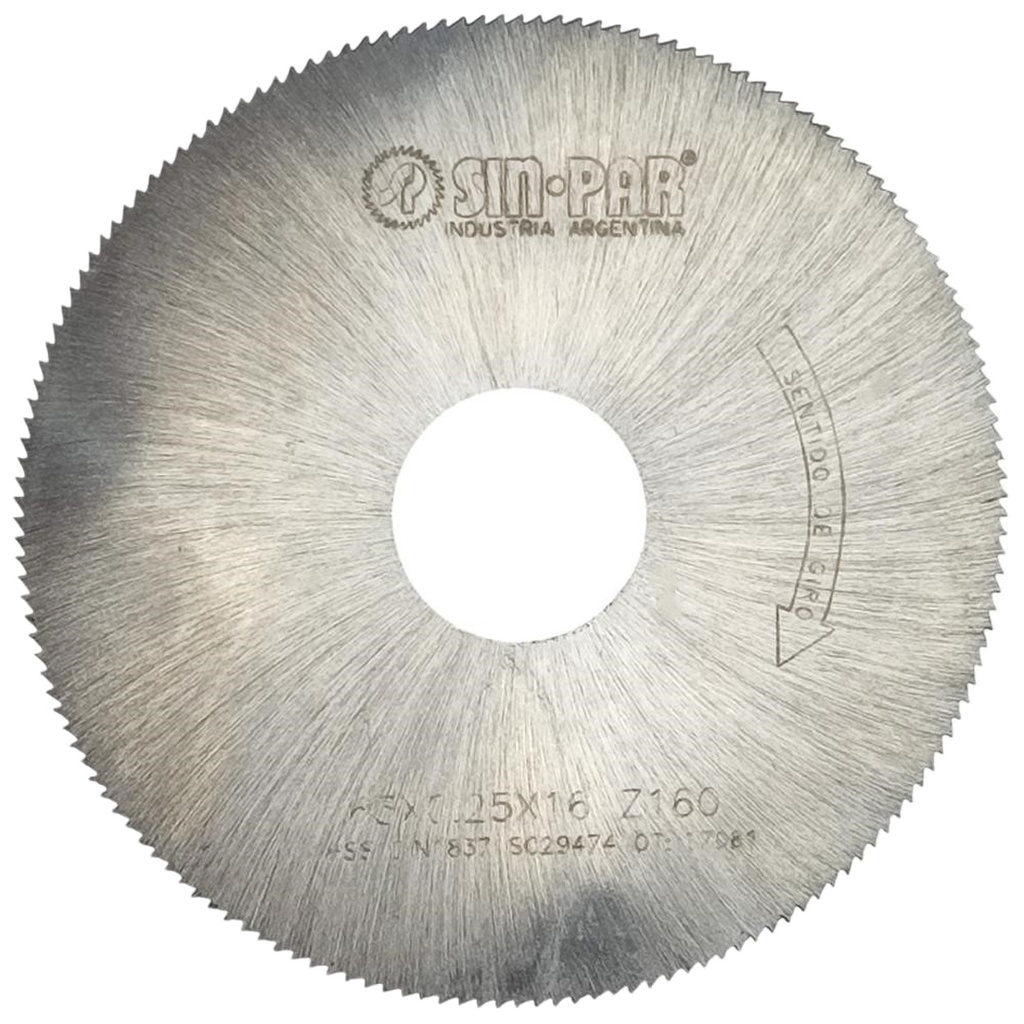 SIERRA CIRCULAR HSS DIN 1837 63x0.25x16mm SIN PAR