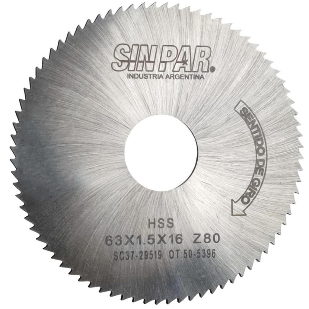 SIERRA CIRCULAR HSS DIN 1837 63x1.5x16mm SIN PAR