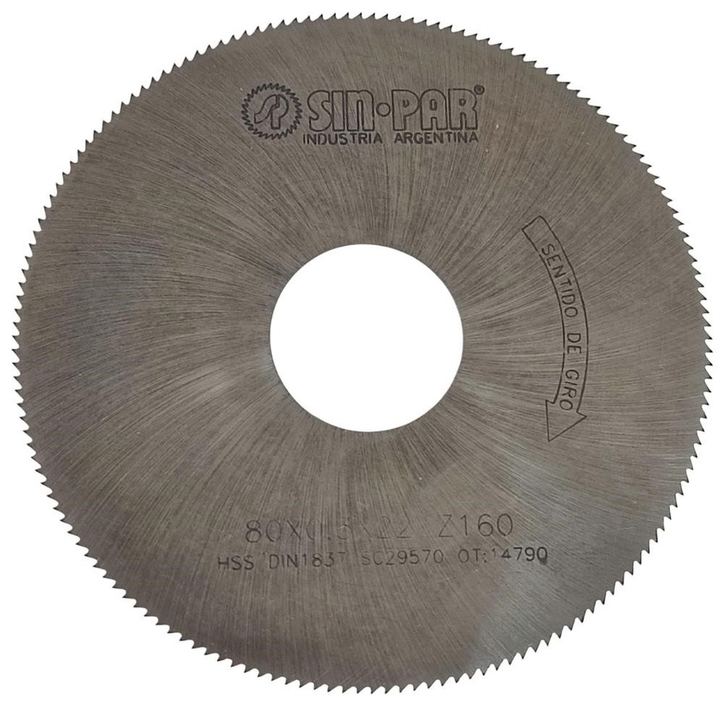 SIERRA CIRCULAR HSS DIN 1837 Ø 80.0mm x 0.30mm X BUJE 22.0mm Z160 SIN PAR