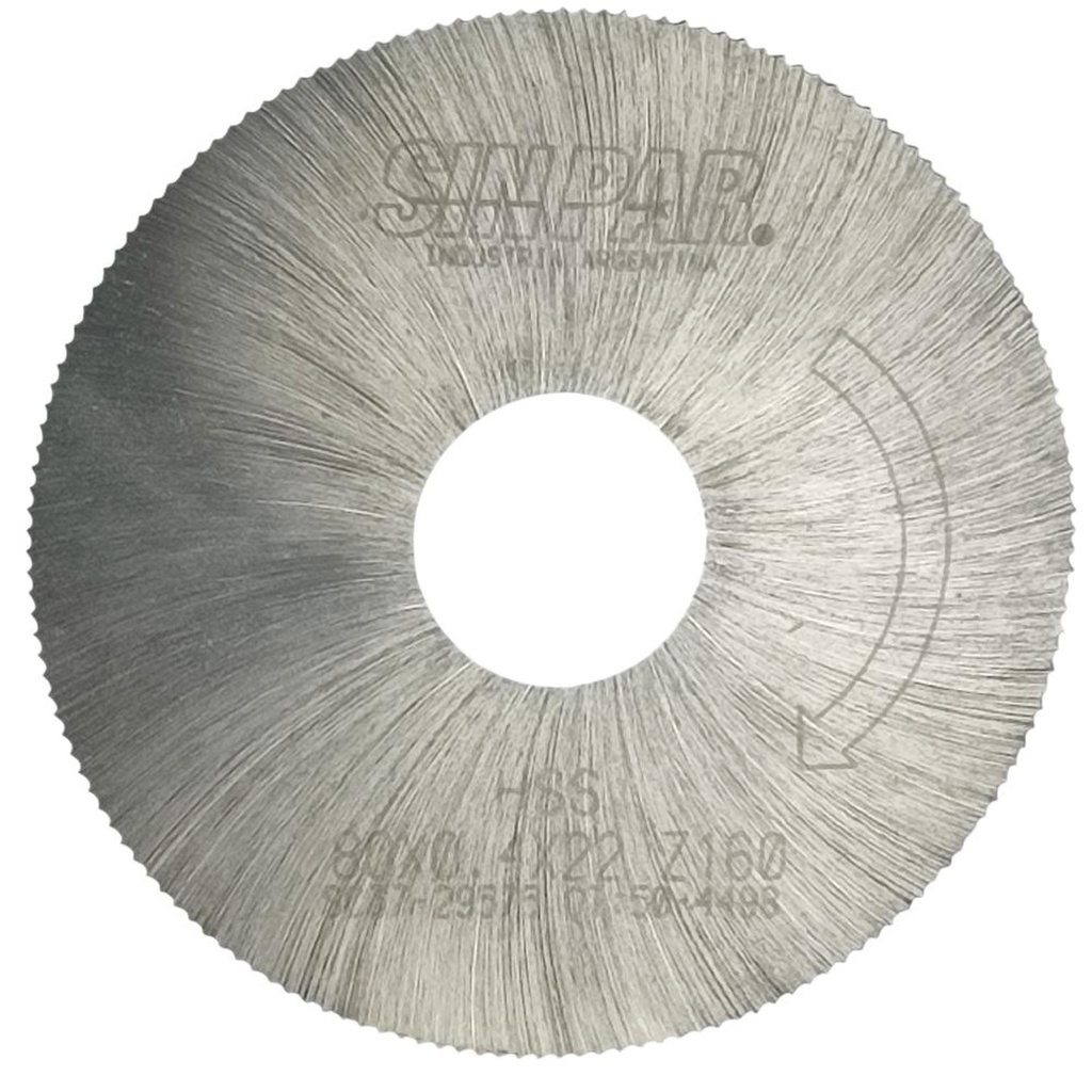 SIERRA CIRCULAR HSS DIN 1837 Ø 80.0mm x 0.40mm X BUJE 22.0mm Z160 SIN PAR