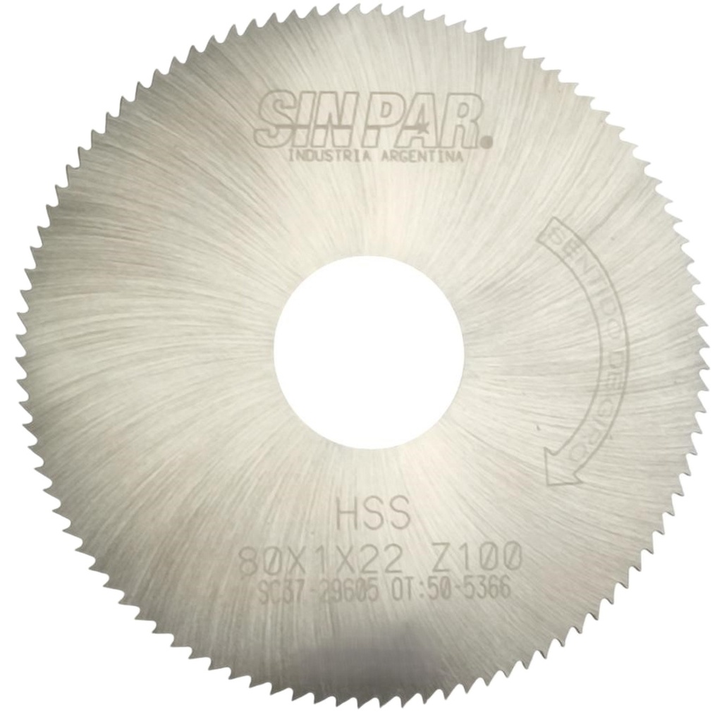 SIERRA CIRCULAR HSS DIN 1837 Ø 80.0mm x 1.00mm X BUJE 22.0mm Z100 SIN PAR