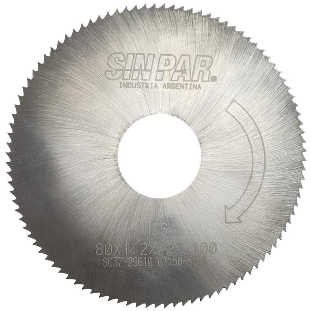SIERRA CIRCULAR HSS DIN 1837 Ø 80.0mm x 1.20mm X BUJE 22.0mm Z100 SIN PAR