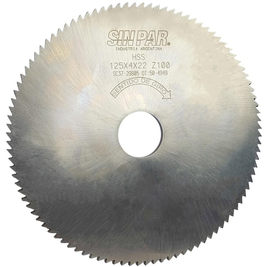 SIERRA CIRCULAR HSS DIN 1837 Ø125 x 4.0 x 22mm Z100 SIN PAR