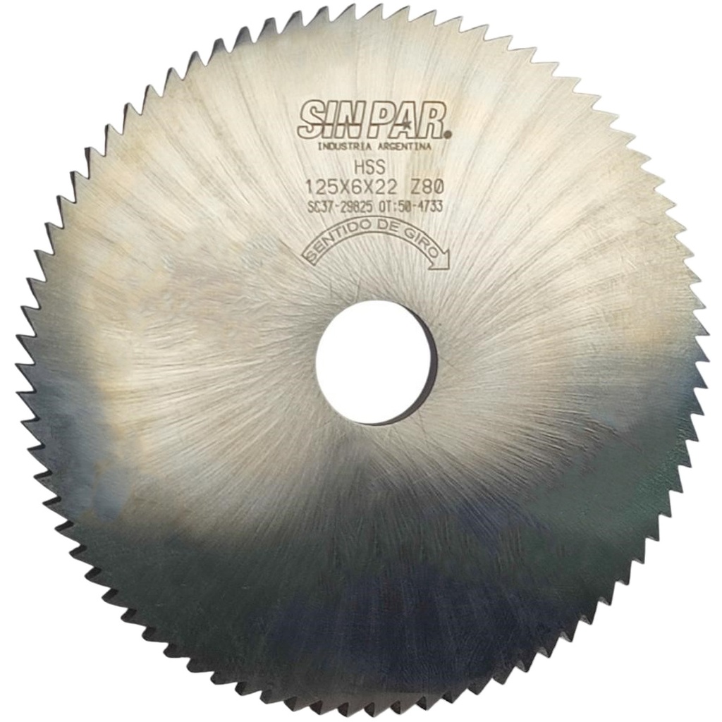 SIERRA CIRCULAR HSS DIN 1837 Ø125 x 6.0 x 22mm Z80 SIN PAR