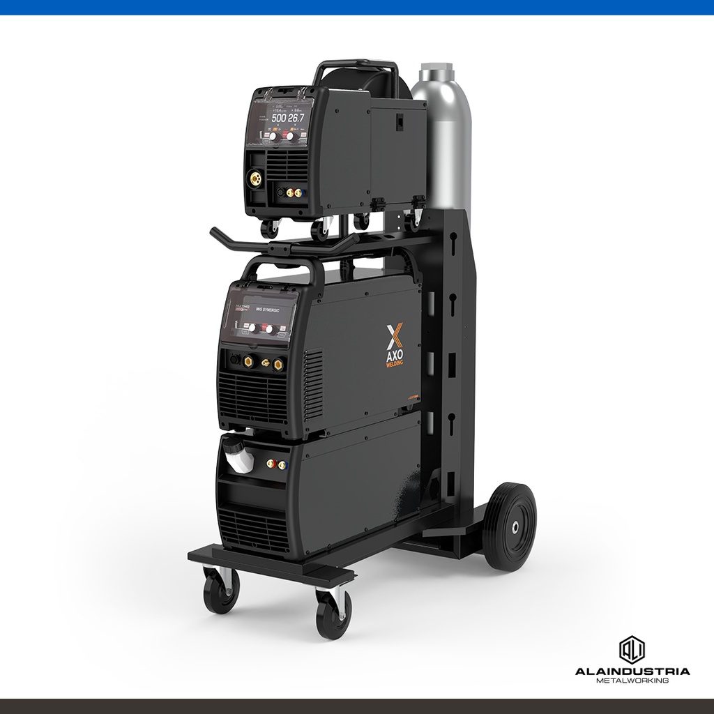 SOLDADORA MULTIPROCESO 500 AMPERS AXO X-MIG 5003 SINERGICA + TORCHA 500+ DEBANADOR