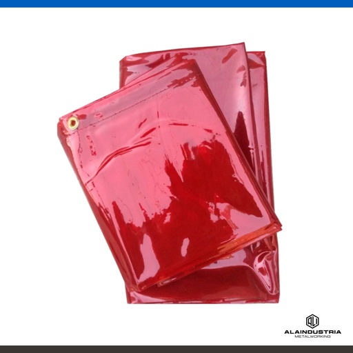 [202914] CORTINA PARA BÓX DE SOLDADURA 1.80 MTS x 1.80 MTS. ESPESOR: 0.35mm ROJA SEMI TRASNPARENTE FERROLAN