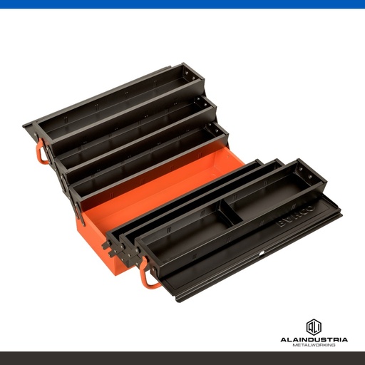 [203386] CAJA DE HERRAMIENTAS DESPLEGABLE METÁLICA CON 7 COMPARTIMENTOS 250x530x200mm BAHCO