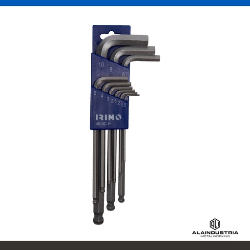 [204414] JUEGO DE LLAVES HEXAGONALES (ALLEN) ACODADAS PAVONADAS 1.5-10mm 9Pzs.IRIMO