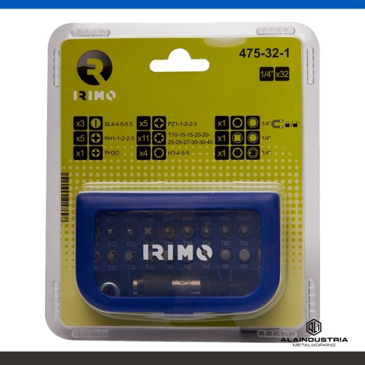 [204451] JUEGO DE PUNTAS DE 1/4" 32 pzs. IRIMO