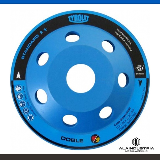[205823] COPA DIAMANTADA DOBLE Ø178X22,2mm TYROLIT STANDARD