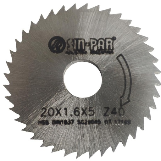 [208412] SIERRA CIRCULAR HSS DIN 1837 Ø 20.0mm x 1.60mm X BUJE 5.0mm Z40 SIN PAR