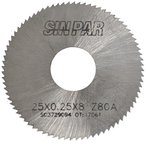 [208423] SIERRA CIRCULAR HSS DIN 1837 Ø 25.0mm x 0.25mm X BUJE 8.0mm Z80 SIN PAR