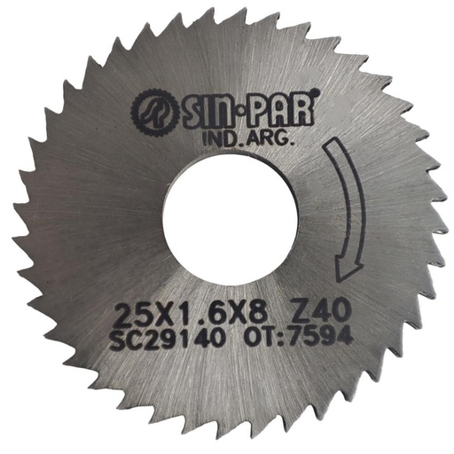 [208433] SIERRA CIRCULAR HSS DIN 1837 Ø 25.0mm x 1.60mm X BUJE 8.0mm Z40 SIN PAR