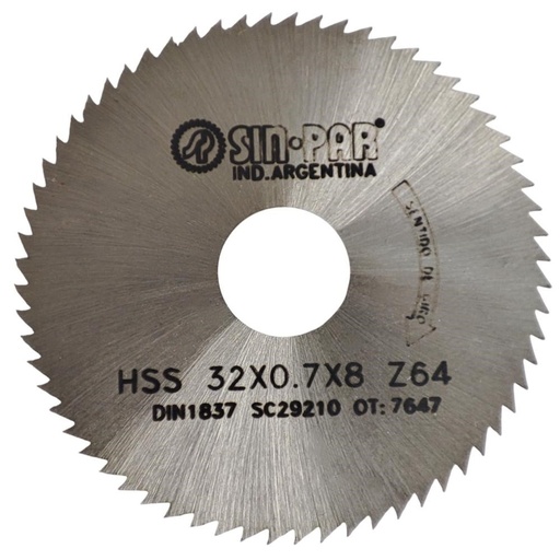 [208449] SIERRA CIRCULAR HSS DIN 1837 Ø 32.00mm x 0.70mm X BUJE 8.00mm Z64 SIN PAR