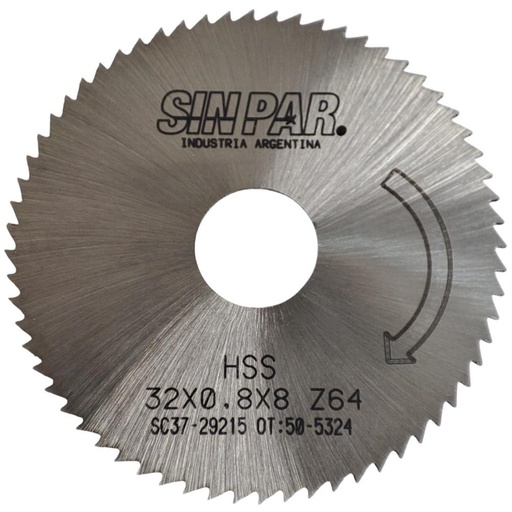 [208450] SIERRA CIRCULAR HSS DIN 1837 Ø 32.00mm x 0.80mm X BUJE 8.00mm Z64 SIN PAR