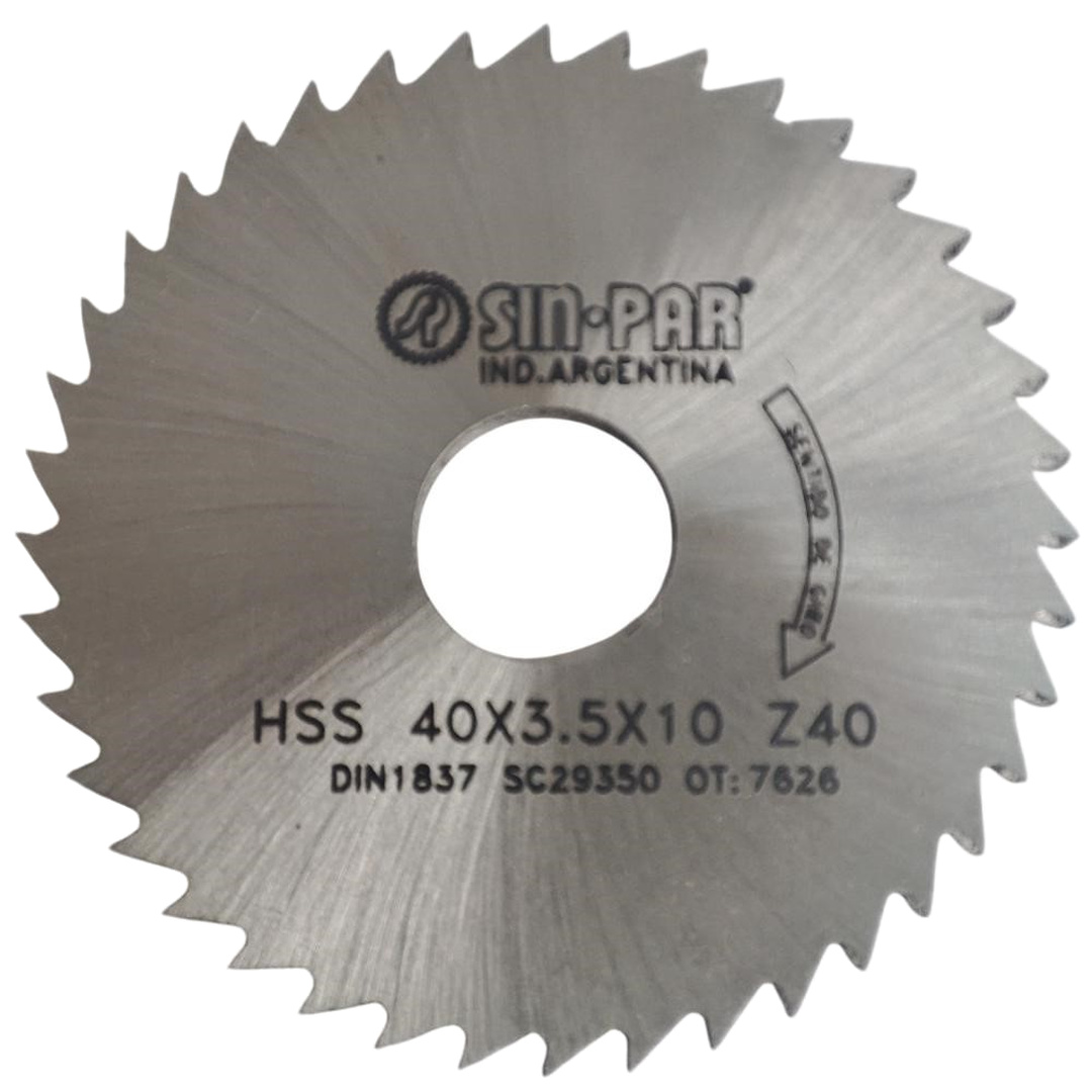 SIERRA CIRCULAR HSS DIN 1837 Ø 40.00mm x 3.50mm X BUJE 10.00mm Z40 SIN PAR