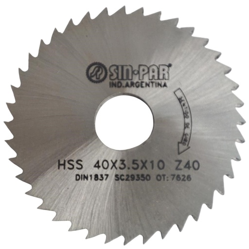 [208481] SIERRA CIRCULAR HSS DIN 1837 Ø 40.00mm x 3.50mm X BUJE 10.00mm Z40 SIN PAR
