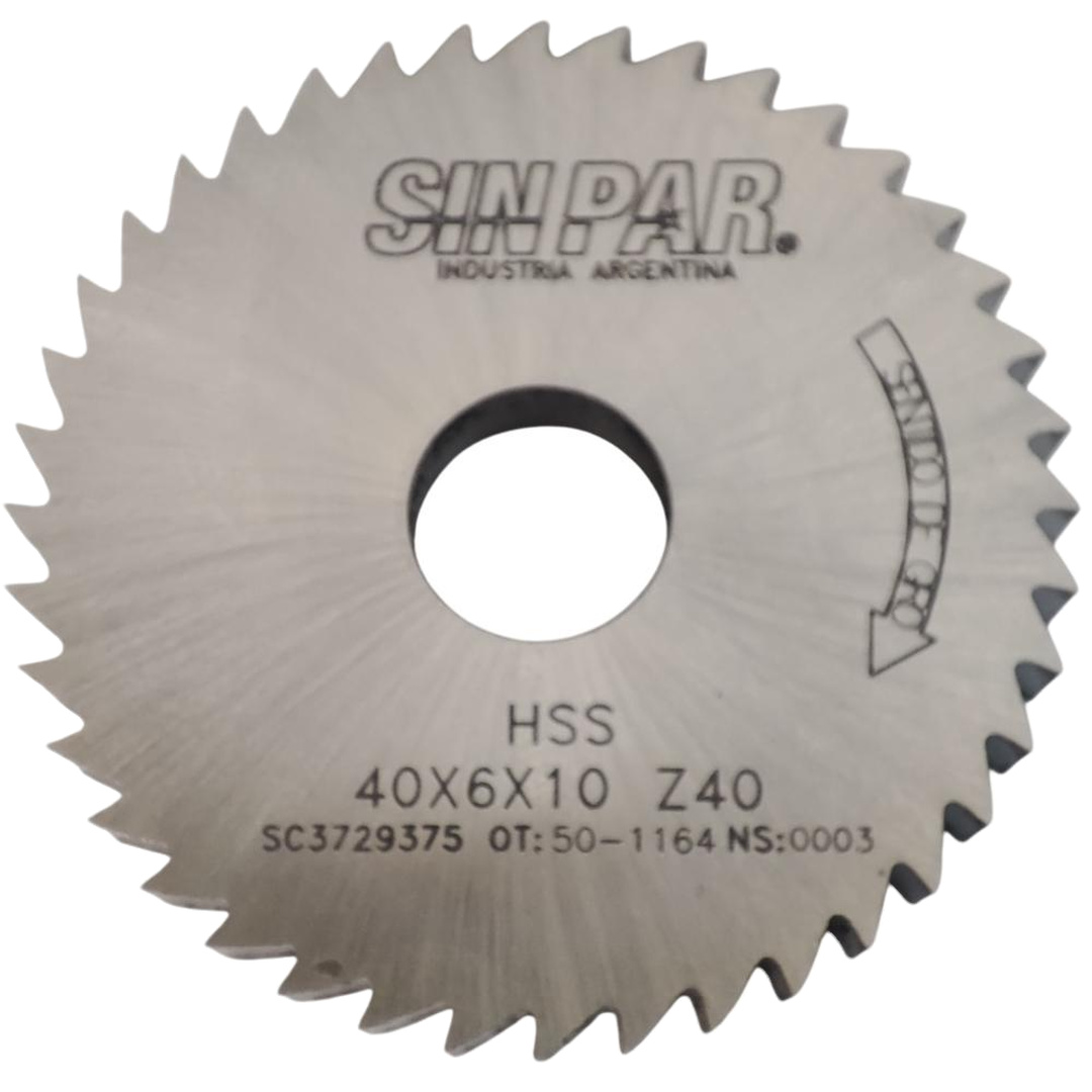 SIERRA CIRCULAR HSS DIN 1837 Ø 40.00mm x 6.00mm X BUJE 10.00mm Z40 SIN PAR