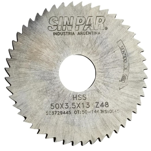 [208503] SIERRA CIRCULAR HSS DIN 1837 50x3.5x13mm SIN PAR
