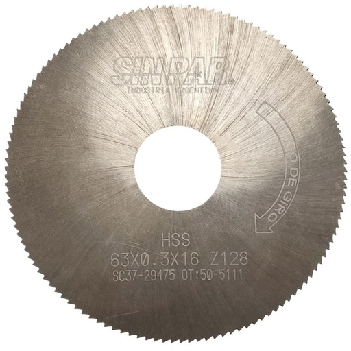 [208510] SIERRA CIRCULAR HSS DIN 1837 63x0.3x16mm SIN PAR