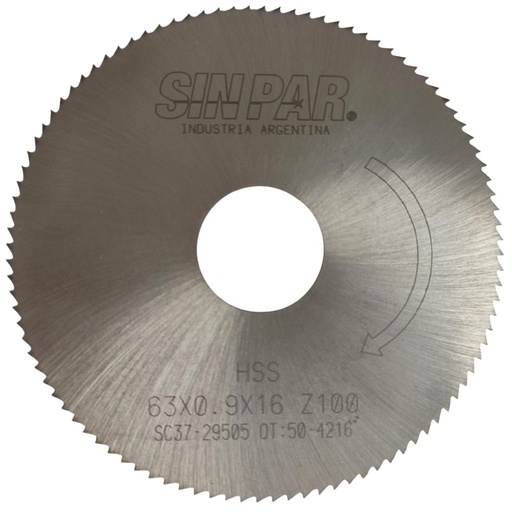 [208516] SIERRA CIRCULAR HSS DIN 1837 63x0.9x16mm SIN PAR