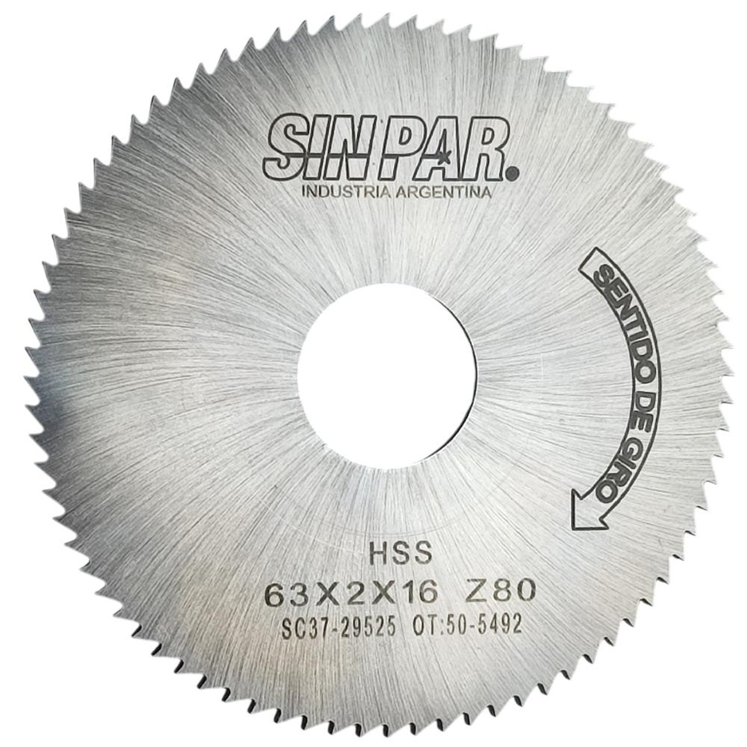 SIERRA CIRCULAR HSS DIN 1837 Ø 63.0mm x 2.00mm X BUJE 16.0mm Z80 SIN PAR
