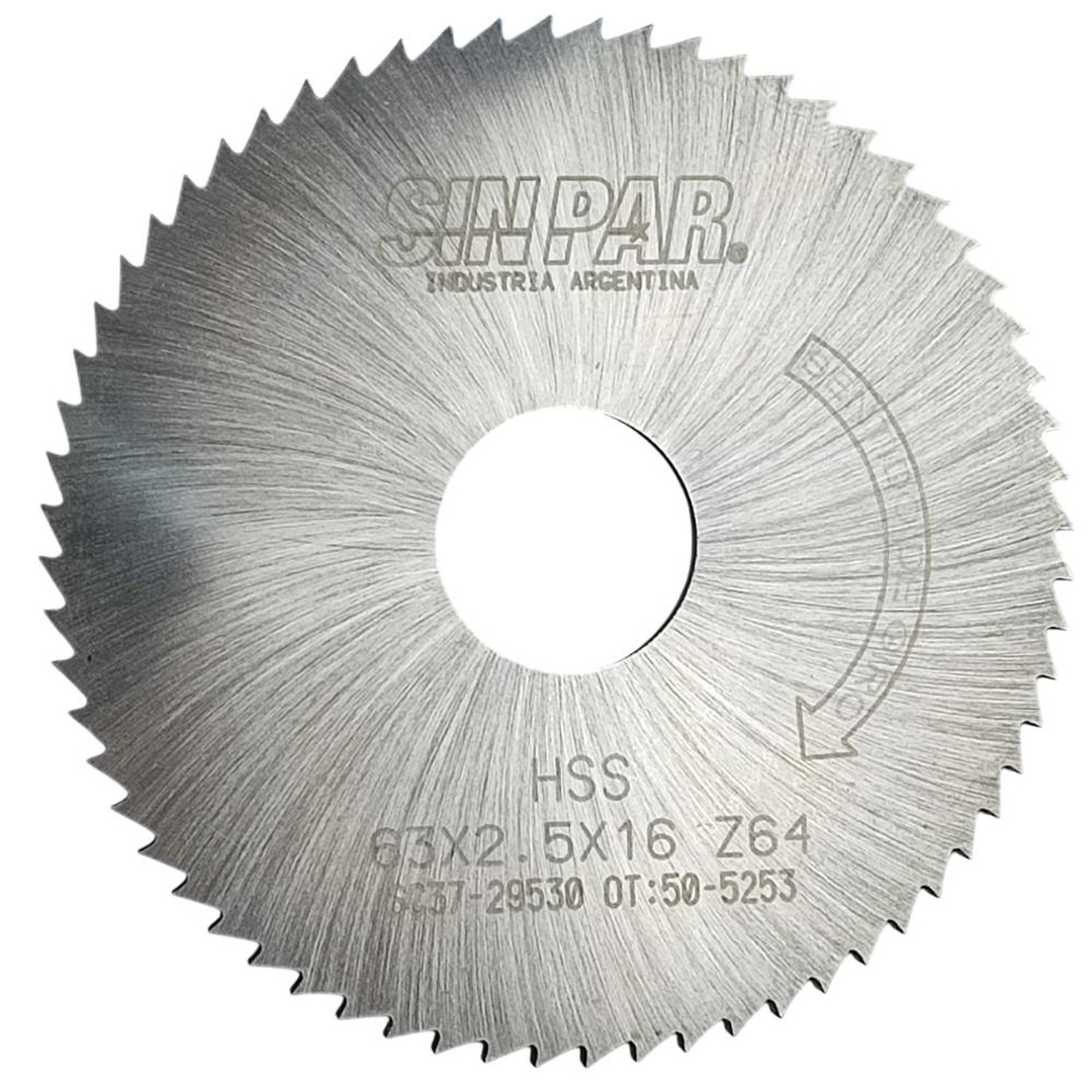 SIERRA CIRCULAR HSS DIN 1837 Ø 63.0mm x 2.50mm X BUJE 16.0mm Z64 SIN PAR