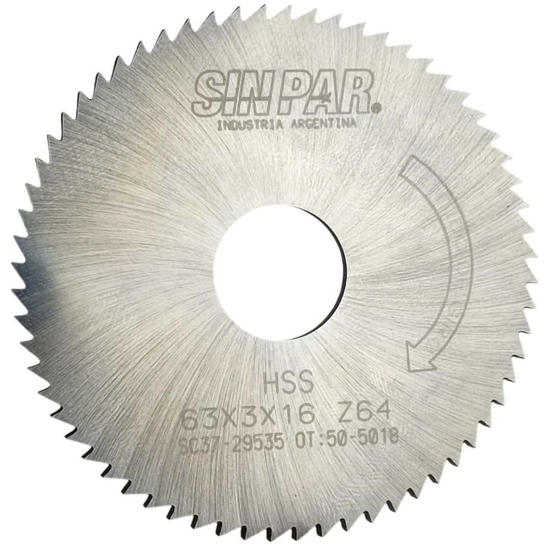 SIERRA CIRCULAR HSS DIN 1837 Ø 63.0mm x 3.00mm X BUJE 16.0mm Z64 SIN PAR