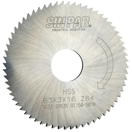 [208523] SIERRA CIRCULAR HSS DIN 1837 Ø 63.0mm x 3.00mm X BUJE 16.0mm Z64 SIN PAR