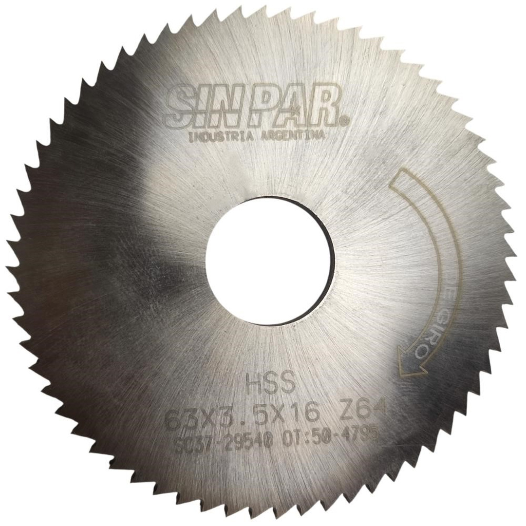 SIERRA CIRCULAR HSS DIN 1837 Ø 63.0mm x 3.50mm X BUJE 16.0mm Z64 SIN PAR