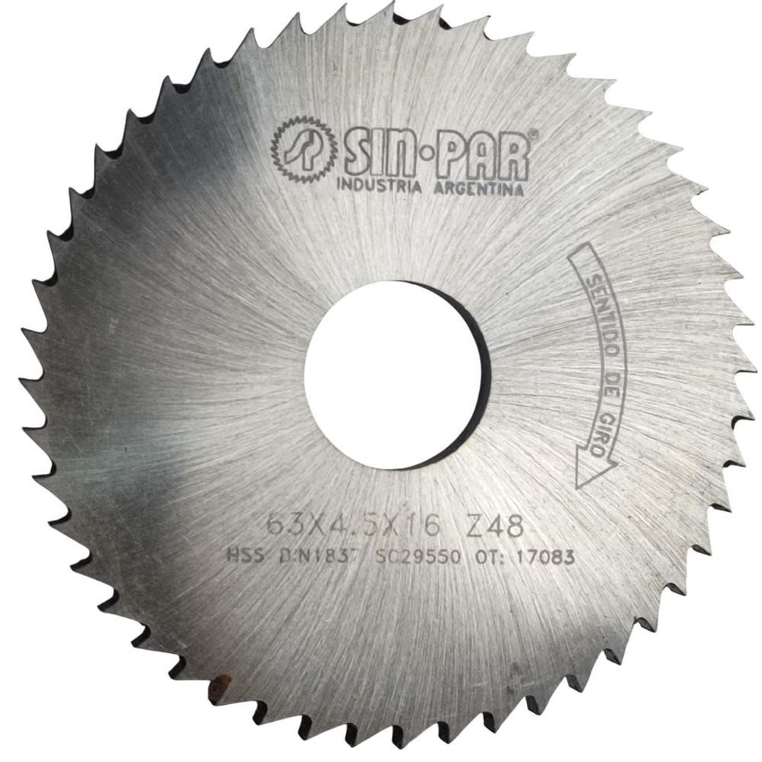 SIERRA CIRCULAR HSS DIN 1837 Ø 63.0mm x 4.50mm X BUJE 16.0mm Z48 SIN PAR