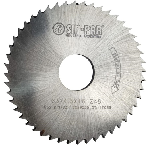 [208526] SIERRA CIRCULAR HSS DIN 1837 Ø 63.0mm x 4.50mm X BUJE 16.0mm Z48 SIN PAR
