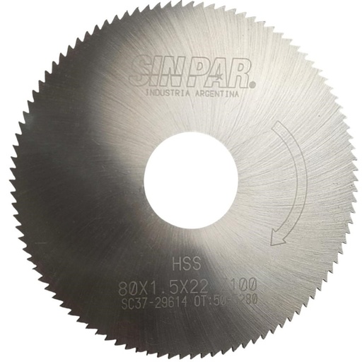 [208539] SIERRA CIRCULAR HSS DIN 1837 Ø 80.0mm x 1.50mm X BUJE 22.0mm Z100 SIN PAR