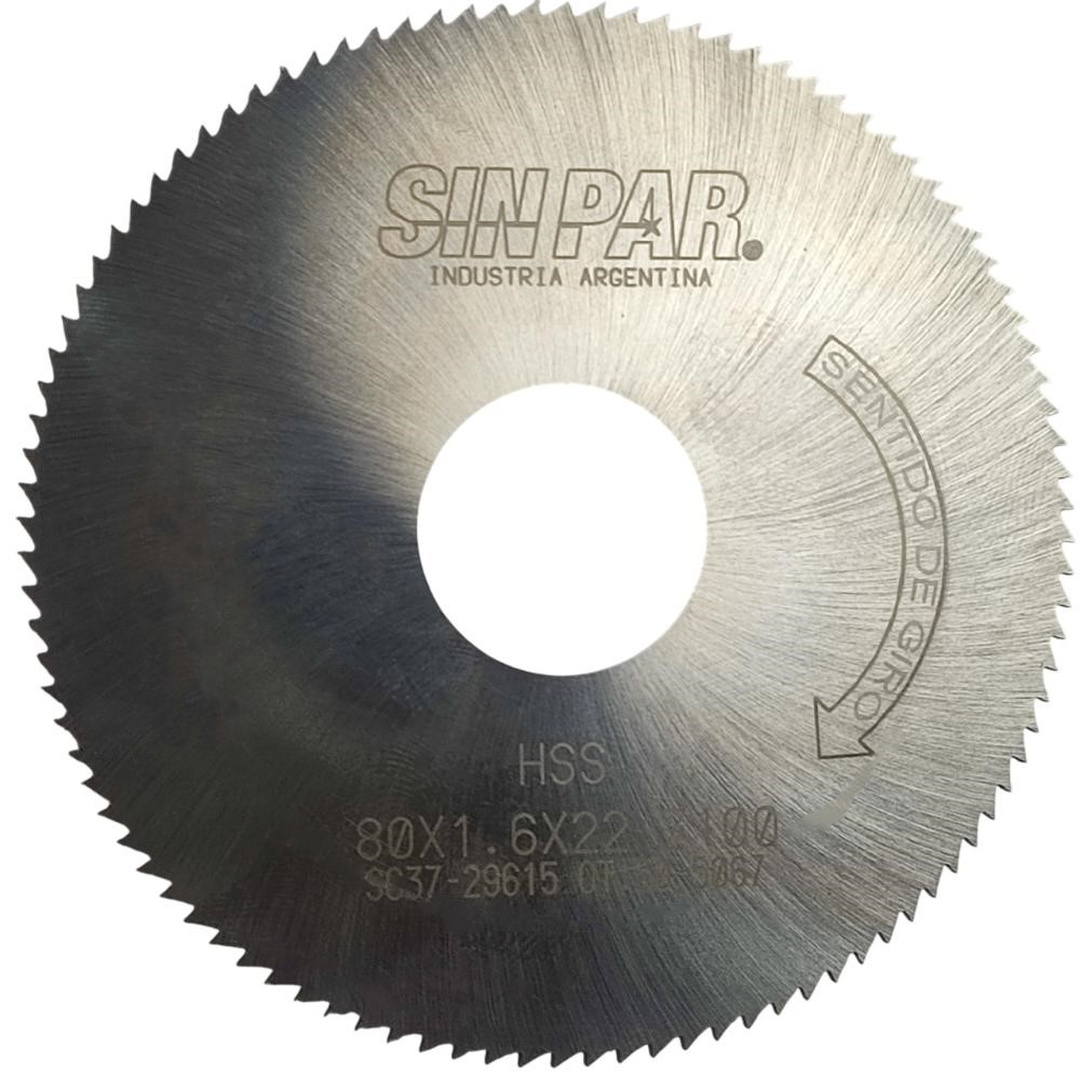 SIERRA CIRCULAR HSS DIN 1837 Ø 80.0mm x 1.60mm X BUJE 22.0mm Z100 SIN PAR