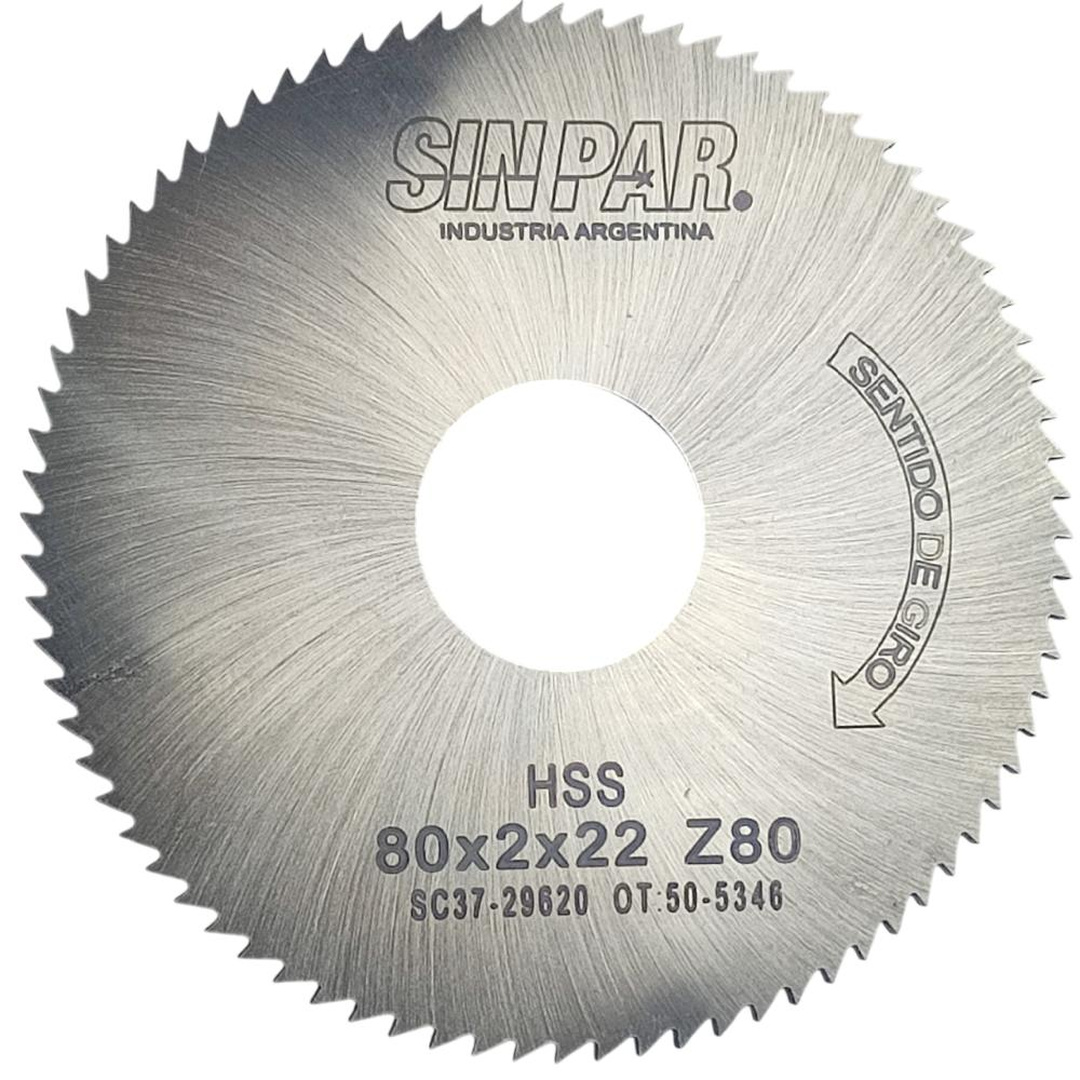 SIERRA CIRCULAR HSS DIN 1837 Ø 80.0mm x 2.00mm X BUJE 22.0mm Z80 SIN PAR