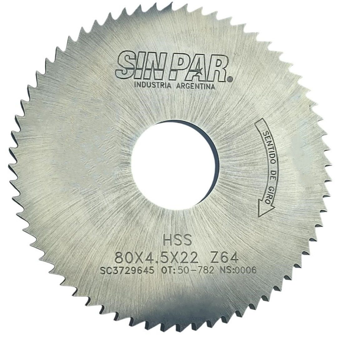 SIERRA CIRCULAR HSS DIN 1837 Ø 80.0mm x 4.50mm X BUJE 22.0mm Z64 SIN PAR