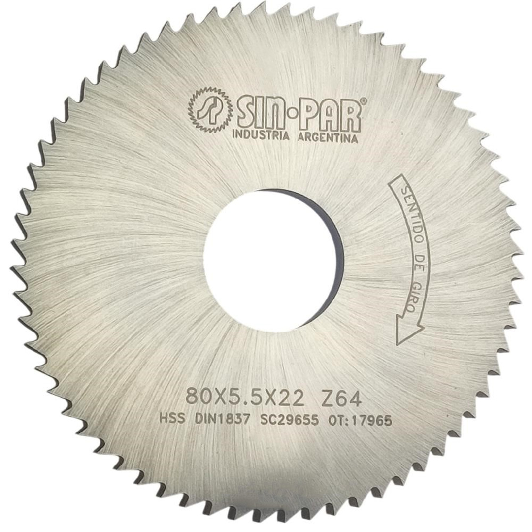 SIERRA CIRCULAR HSS DIN 1837 Ø 80.0mm x 5.50mm X BUJE 22.0mm Z64 SIN PAR